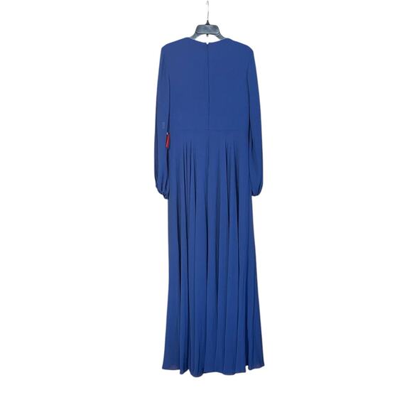 Mac Duggal NWT Size 10 55682 Royal Blue V-Neck Illusion Long Sleeve Chiffon Gown - Picture 5 of 10